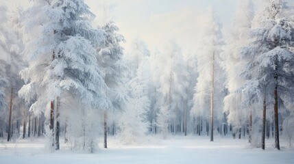 Sticker - fluffy cute winter trees