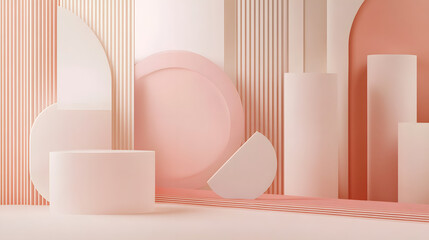 Poster - Abstract geometric composition featuring soft curves and lines in minimalist style studio environment artistic perspective