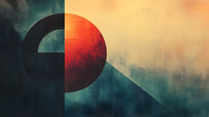 Poster - Abstract geometric composition featuring shapes and colors digital art modern artistic expression creative viewpoint