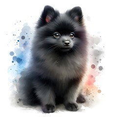 Wall Mural - 스키퍼키, 수채화, jpeg (Schipperke, water colour, jpeg)