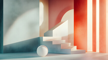 Poster - Abstract geometric composition studio setting digital art minimalist environment artistic viewpoint visual harmony