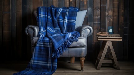 Canvas Print - blanket plaid blue