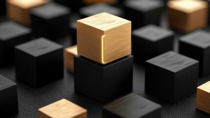 Wall Mural - Golden and Black Cubes Abstract Background Texture