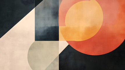 Poster - Abstract geometric composition featuring bold shapes and colors digital art contemporary design modern aesthetic artistic perspective