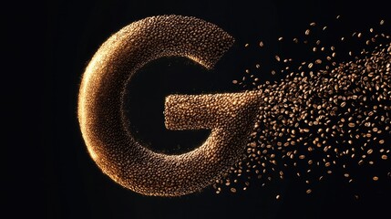 Leinwandbilder - The letter G with dynamic wave-like strokes, symbolizing the sensory experience of freshly ground coffee beans