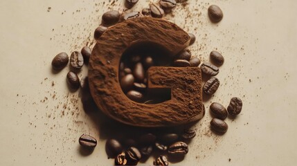 Leinwandbilder - The letter G with dynamic wave-like strokes, symbolizing the sensory experience of freshly ground coffee beans