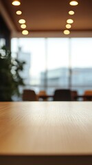 Poster - Modern office interior with wooden table and plants