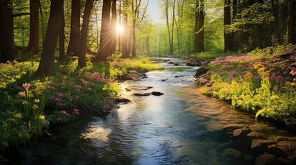 Wall Mural - stream spring nature