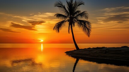 Wall Mural - ocean sunset palm tree