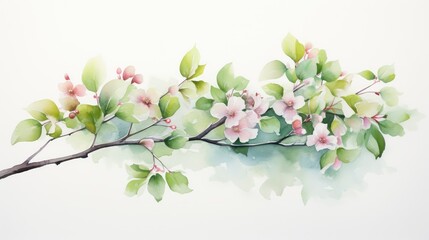 Canvas Print - leaves water color branch