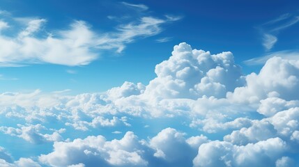 cotton blue sky with fluffy clouds