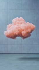 Wall Mural - Pink Fluffy Cloud in Minimalist Concrete Room