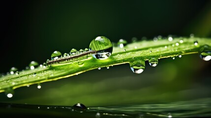 Sticker - photography water droplet on leaf