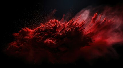 Canvas Print - vibrant red dust on black background