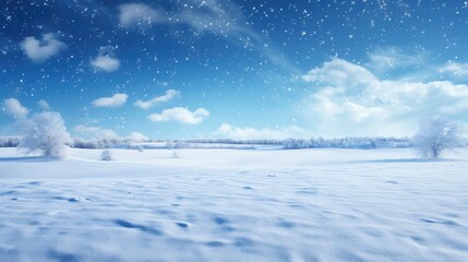 Canvas Print - landscape blue snow background