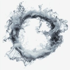 Canvas Print - Circular Smoke Formation with Ethereal Swirls and Dynamic Textures on a Soft Background