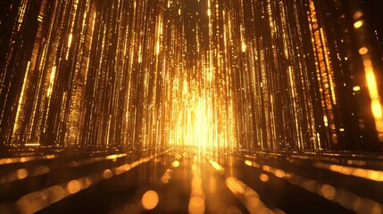 Poster - Golden light display abstract visuals digital environment dynamic viewpoint illuminating concept