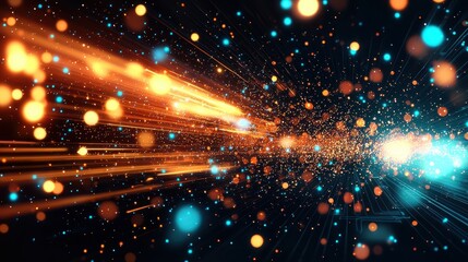 Poster - Dynamic light burst abstract space digital art vibrant colors high perspective motion visuals