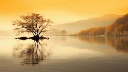 Wall Mural - reflection water yellow