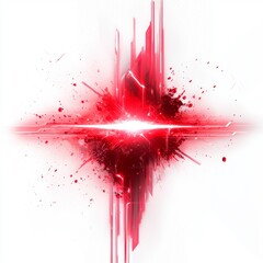 Wall Mural - Abstract red burst with light and splatter effects on a white background for creative design and art projects