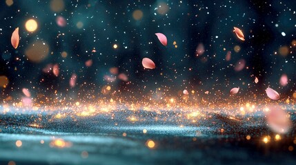 Wall Mural - enchanted forest: a dreamlike realm of glowing petals and shimmering lights