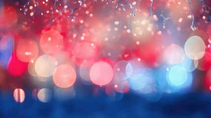 Wall Mural - festive red blue bokeh