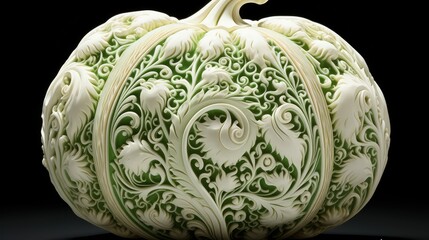 Poster - patterns white and green pumpkin