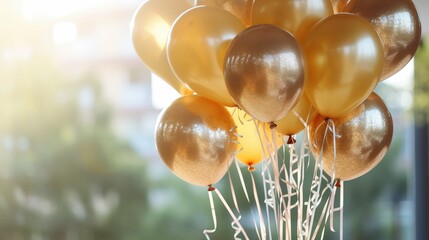 Canvas Print - celebration gold birthday balloons