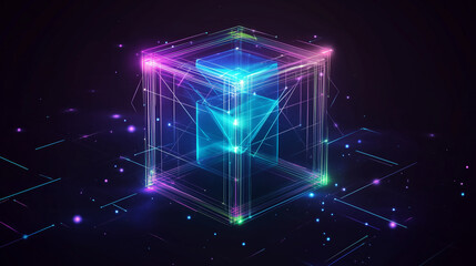 Poster - Modern digital abstract 3D background. Copy space.