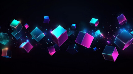 Poster - Modern digital abstract 3D background. Copy space.