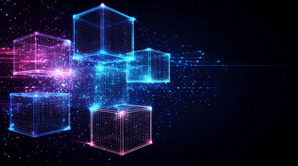 Poster - Modern digital abstract 3D background. Copy space.
