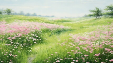 Poster - serene green and pink