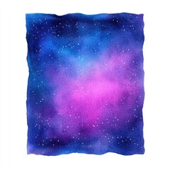 Wall Mural - Watercolor galaxy painting with pink, blue, and purple hues and scattered silver stars.