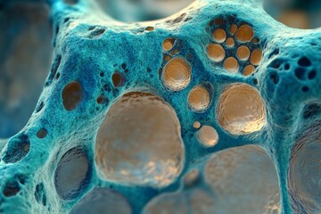Poster - biology structure lines and particles, 3d rendering