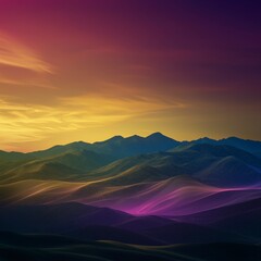 Wall Mural - Vibrant Sunset Over Rolling Purple and Yellow Hills
