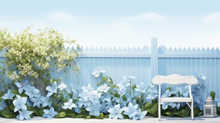 Wall Mural - wooden light blue banner