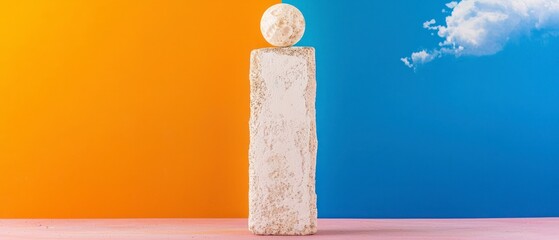 Poster - white textured letter i on orange and blue background