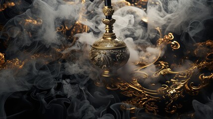 Poster - patterns black gold smoke