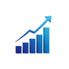 Poster - 3d illustration of a growing bar graph showing success