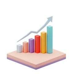 Poster - Colorful 3D Bar Graph Illustrates Positive Growth Trend