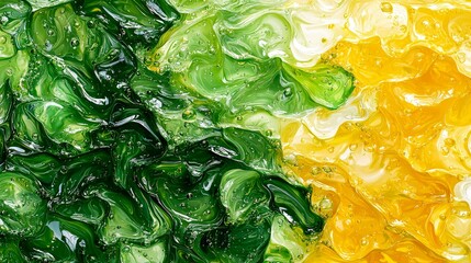 Wall Mural - Abstract Green and Yellow Liquid Swirl: Vibrant Nature-Inspired Fluid Art Texture Background