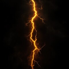 Wall Mural - a vertical image of a glowing orange lightning bolt on a black background.