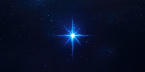 Wall Mural - Bright blue star shining in dark night sky, cosmic background.