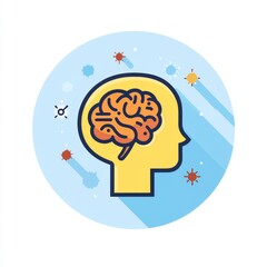Fototapete - an outline of a modern human thinking brain icon, designed for web use, set against a white backgrou