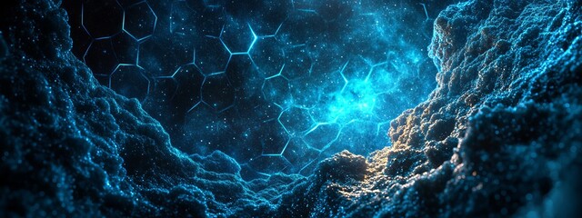 Fototapete - abstract futuristic hexagon background featuring analysis and automation of stock data. using big da