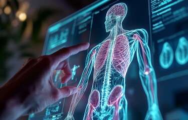 Fototapete - Online system for patient treatment with focus on healthcare assurance and internet support, ensuring personal health information and medical data safety