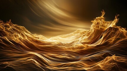 Leinwandbilder - Surreal seascape golden-brown waves dance in tranquil aerial view of abstract digital art