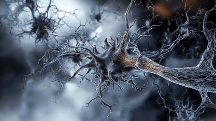 Aufkleber - Intricate gray curves intertwining like neurons digital art abstract dark environment close-up neurobiology concept