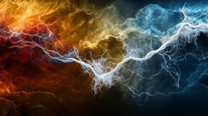 Poster - Stormy clouds with thin white line dramatic sky digital art turbulent environment abstract view visual concept