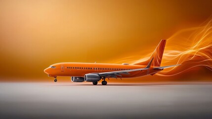 Poster - Vibrant orange plane in motion sky studio abstract energy artwork digital environment dynamic viewpoint